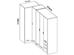 Armoire Sucso, Meuble D'angle Pour Chambre à Coucher, Armoire D'angle Avec 5 Portes Battantes, 214x91h184 Cm, Chêne -Meubles Soldes Boutique armoire et dressing 22793691