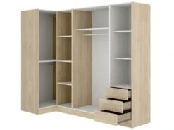 Armoire Sucso, Meuble D'angle Pour Chambre à Coucher, Armoire D'angle Avec 5 Portes Battantes, 214x91h184 Cm, Chêne -Meubles Soldes Boutique armoire et dressing 22793693