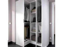 Armoire Dhuar, Meuble D'angle Pour Chambre, Armoire D'angle Avec 3 Portes Battantes, 133x91h184 Cm, Blanc -Meubles Soldes Boutique armoire et dressing 22896093