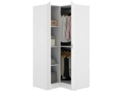 Armoire Dcipo, Meuble D'angle Pour Chambre à Coucher, Armoire D'angle Avec 2 Portes Battantes, 91x93h184 Cm, Blanc 11 Armoire Dcipo, Meuble D'angle Pour Chambre à Coucher, Armoire D'angle Avec 2 Portes Battantes, 91x93h184 Cm, Blanc -Meubles Soldes Boutique armoire et dressing 22896181