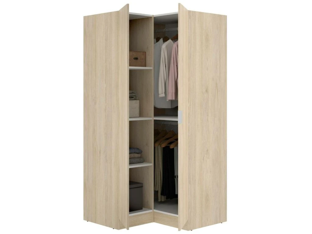 Armoire Dcipo, Meubles D'angle Pour Chambre à Coucher, Armoire D'angle Avec 2 Portes Battantes, 91x93h184 Cm, Chêne 7 Armoire Dcipo, Meubles D'angle Pour Chambre à Coucher, Armoire D'angle Avec 2 Portes Battantes, 91x93h184 Cm, Chêne – Image 5