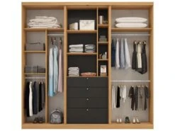 Armoire 2 Portes Coulissantes - Miroir Et Tiroirs - L240cm - Coloris : Naturel Et Noir - BODIL 12 Armoire 2 Portes Coulissantes - Miroir Et Tiroirs - L240cm - Coloris : Naturel Et Noir - BODIL -Meubles Soldes Boutique armoire et dressing 3685153