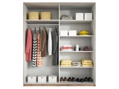 Armoire Design 2 Portes 200cm Couleur Chêne Clair Et Blanc. Collection EOS -Meubles Soldes Boutique armoire et dressing 8979155