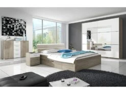 Armoire Design 2 Portes 200cm Couleur Chêne Clair Et Blanc. Collection EOS -Meubles Soldes Boutique armoire et dressing 8979159