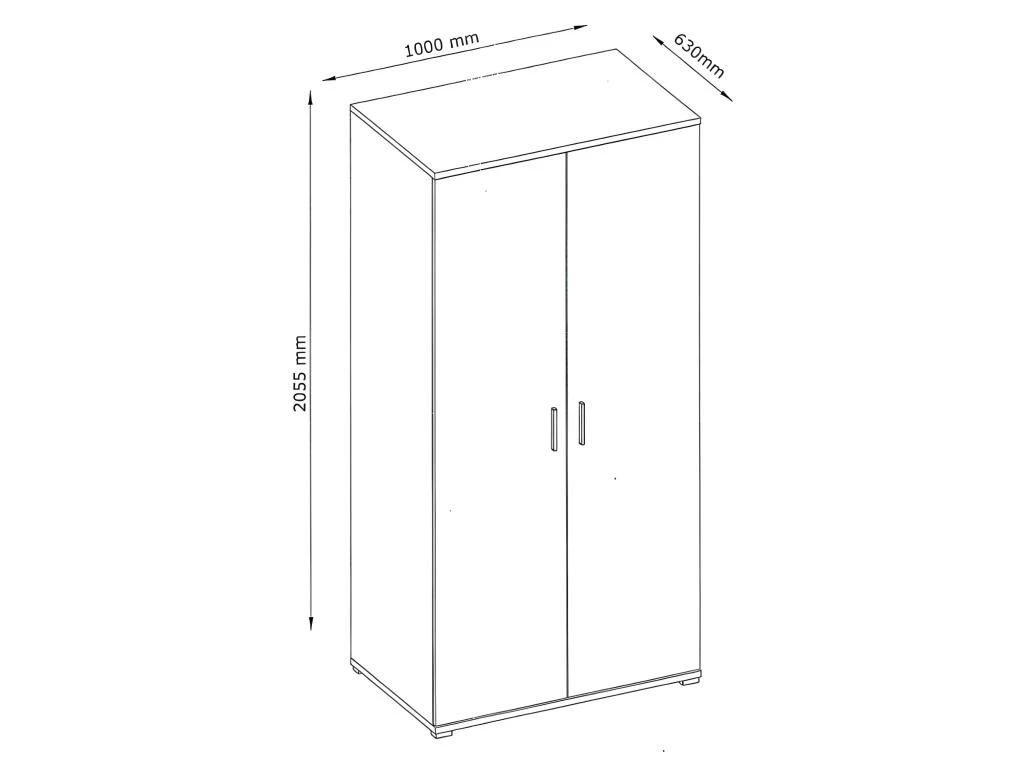 Armoire 2 Portes Blanc Et Gris Soma - Blanc 4 Armoire 2 Portes Blanc Et Gris Soma - Blanc – Image 2