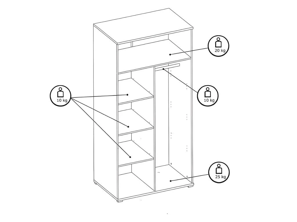 Armoire 2 Portes Blanc Et Gris Soma - Blanc 5 Armoire 2 Portes Blanc Et Gris Soma - Blanc – Image 3