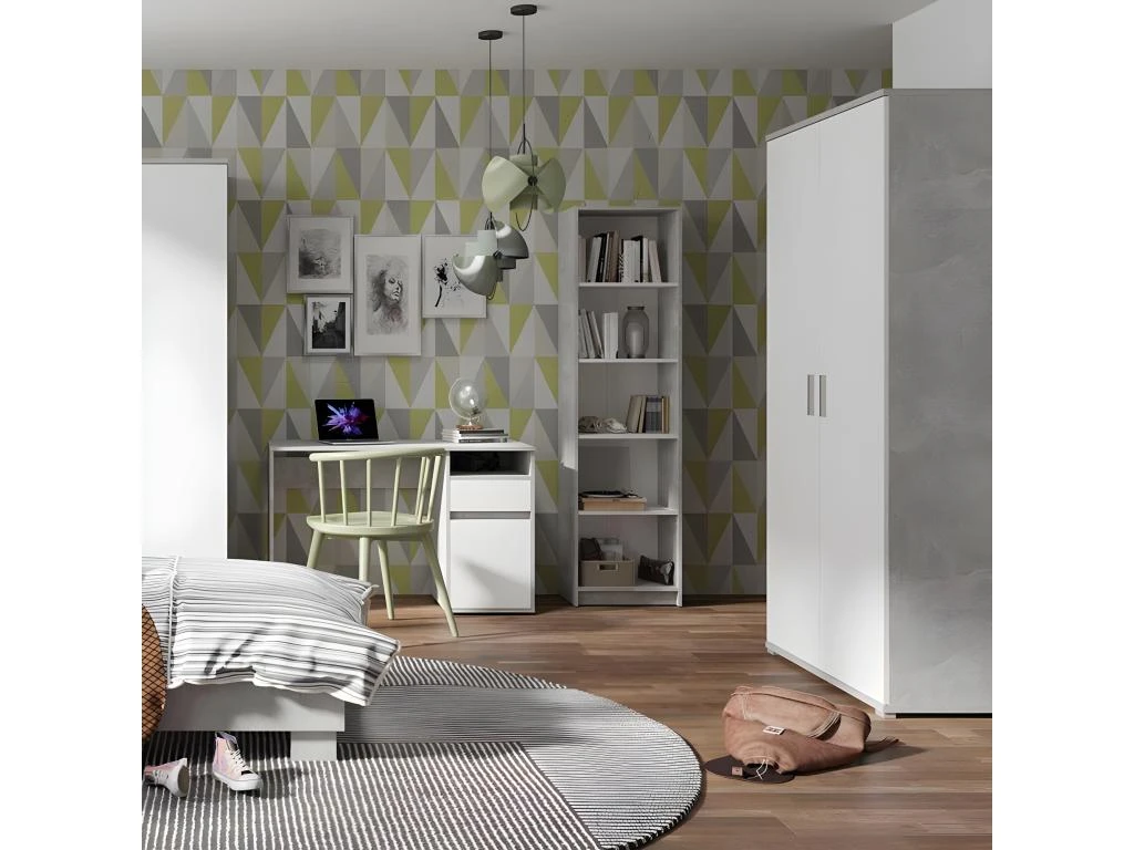 Armoire 2 Portes Blanc Et Gris Soma - Blanc 6 Armoire 2 Portes Blanc Et Gris Soma - Blanc – Image 4