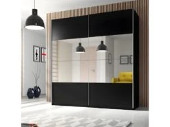 Armoire Design 220cm. 2 Portes Avec Miroirs Modulables. Couleur Noir Mat. Collection EOS -Meubles Soldes Boutique armoire et dressing 9575117