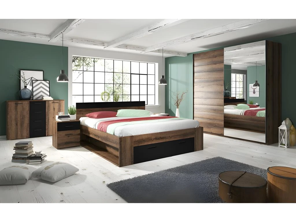 Armoire Design 2 Portes 200cm Couleur Chêne Foncé. Collection EOS 6 Armoire Design 2 Portes 200cm Couleur Chêne Foncé. Collection EOS – Image 4