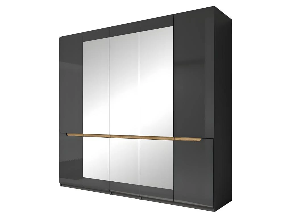 Armoire Design 5 Portes Et 3 Miroirs Couleur Grise Finitions Glossy - LUCIA 3 Armoire Design 5 Portes Et 3 Miroirs Couleur Grise Finitions Glossy - LUCIA