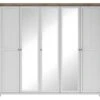 Armoire 250x220 Avec 5 Portes. Coloris Blanc Et Chêne. Collection ASSIA -Meubles Soldes Boutique armoire et dressing 9576519