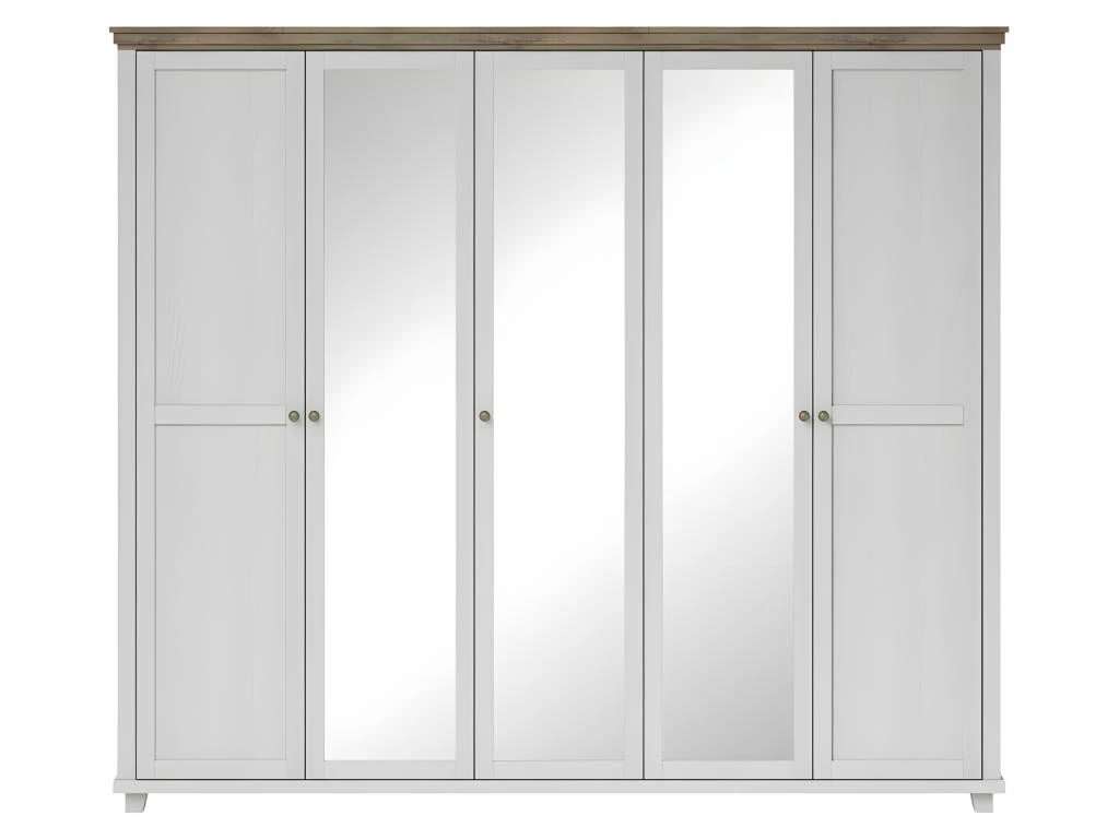 Armoire 250x220 Avec 5 Portes. Coloris Blanc Et Chêne. Collection ASSIA 3 Armoire 250x220 Avec 5 Portes. Coloris Blanc Et Chêne. Collection ASSIA