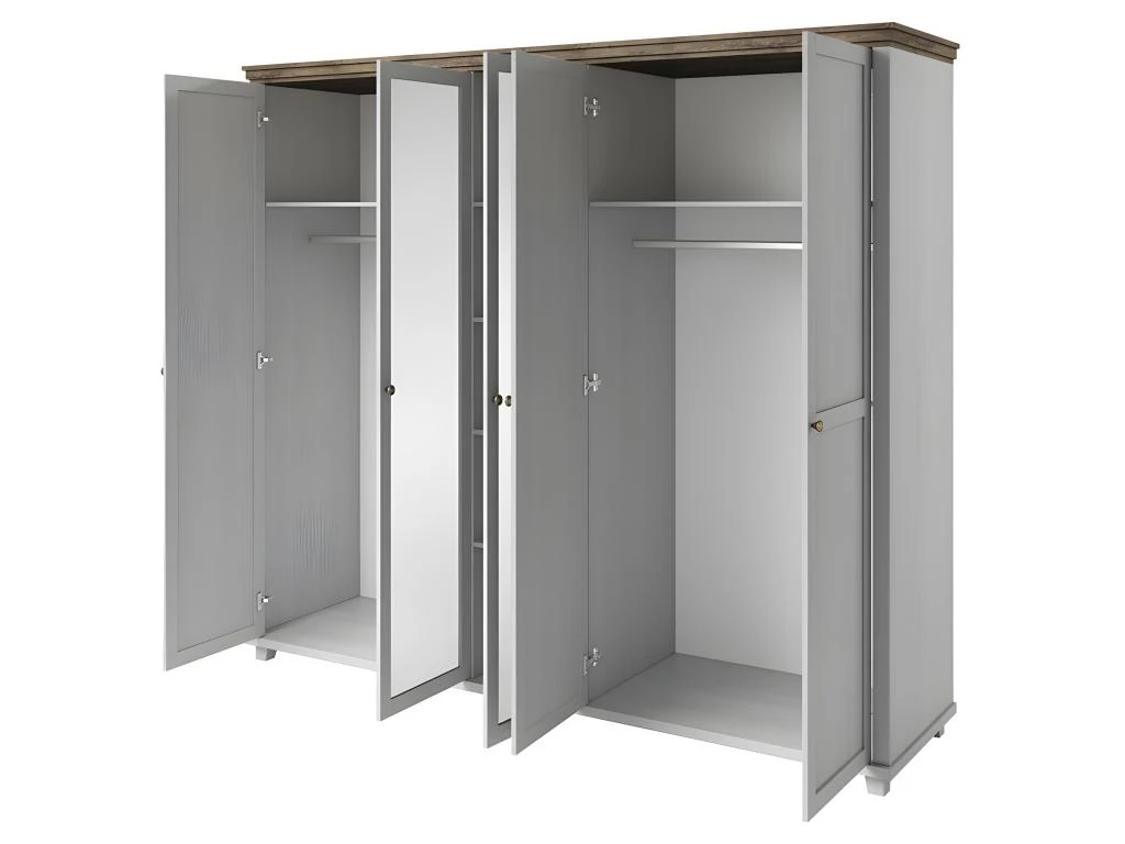 Armoire 250x220 Avec 5 Portes. Coloris Blanc Et Chêne. Collection ASSIA 6 Armoire 250x220 Avec 5 Portes. Coloris Blanc Et Chêne. Collection ASSIA – Image 4