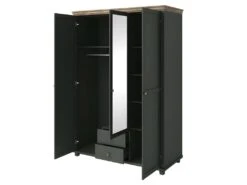 Armoire 150x220 Avec 3 Portes Et 2 Tiroirs. Coloris Vert Kaki Et Chêne. Collection ASSIA 10 Armoire 150x220 Avec 3 Portes Et 2 Tiroirs. Coloris Vert Kaki Et Chêne. Collection ASSIA -Meubles Soldes Boutique armoire et dressing 9576903