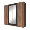 Armoire 4 Portes Avec Miroirs Coloris Red Wallnut Et Noir - IRINA -Meubles Soldes Boutique armoire et dressing 9577135