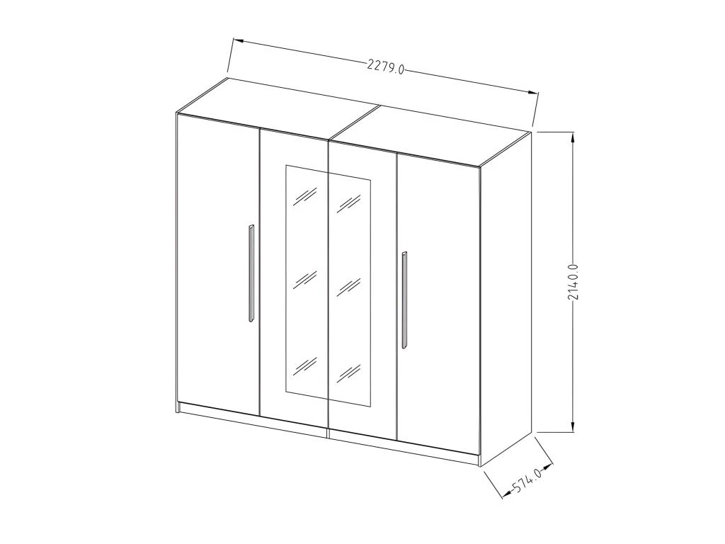Armoire 4 Portes Avec Miroirs Coloris Red Wallnut Et Noir - IRINA 6 Armoire 4 Portes Avec Miroirs Coloris Red Wallnut Et Noir - IRINA – Image 4