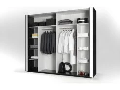 Armoire LINA Blanche Et Noire Brillante Tout équipée. Meuble Design Pour Votre Chambre à Coucher -Meubles Soldes Boutique armoire et dressing 9578125