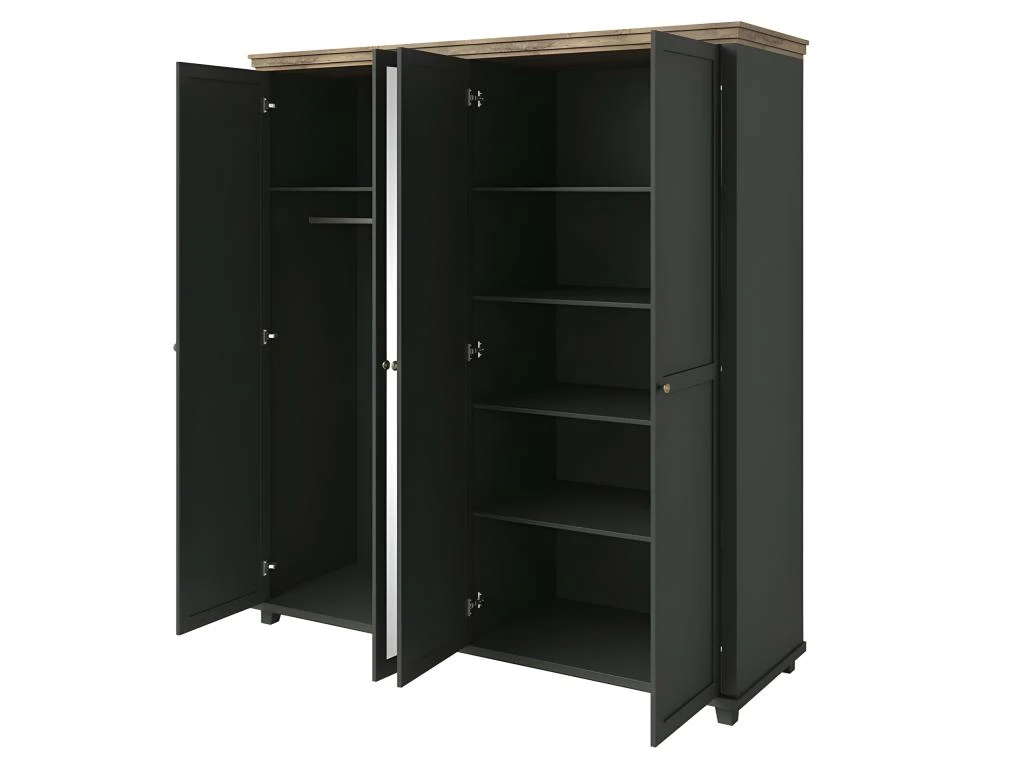 Armoire 200x220 Avec 4 Portes. Coloris Vert Kaki Et Chêne. Collection ASSIA 7 Armoire 200x220 Avec 4 Portes. Coloris Vert Kaki Et Chêne. Collection ASSIA – Image 5