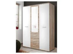 Armoire Chambre D'enfant Design Coloris Chêne Et Blanc Avec 3 Portes Battantes Et 3 Tiroirs Collection DENVER. -Meubles Soldes Boutique armoire et dressing 9578281