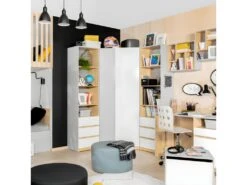 Armoire D'angle 2 Portes Pop Gris Et Blanc -Meubles Soldes Boutique armoire et dressing 9578489