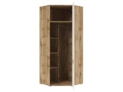 Armoire D'angle 2 Portes Selma Blanc Et Bois -Meubles Soldes Boutique armoire et dressing 9579091