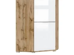 Armoire D'angle 2 Portes Selma Blanc Et Bois -Meubles Soldes Boutique armoire et dressing 9579093
