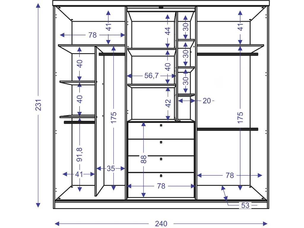 Armoire 2 Portes Coulissantes - Miroir Et Tiroirs - L240cm - Coloris : Naturel Et Noir - BODIL 9 Armoire 2 Portes Coulissantes - Miroir Et Tiroirs - L240cm - Coloris : Naturel Et Noir - BODIL – Image 7