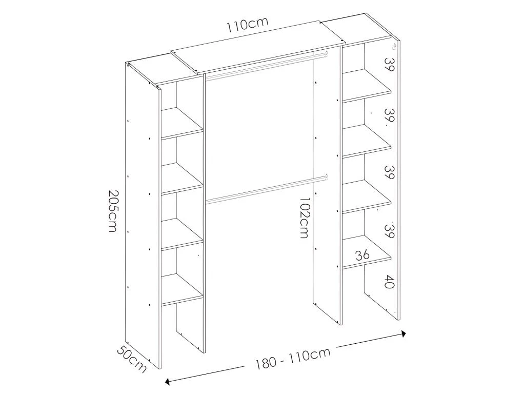 Dressing D'angle Extensible DORIAN - L164/234 Cm - Chêne Et Anthracite 5 Dressing D'angle Extensible DORIAN - L164/234 Cm - Chêne Et Anthracite – Image 3