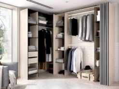 Dressing D'angle Extensible DORIAN - L164/234 Cm - Chêne Et Anthracite