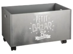 Coffre De Rangement à Roulettes Gris En Mdf - Dim : L48x L30 X H28 Cm