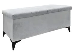 Banc / Bout De Lit Avec Coffre De Rangement Tissu Gris Chiné - AISHA