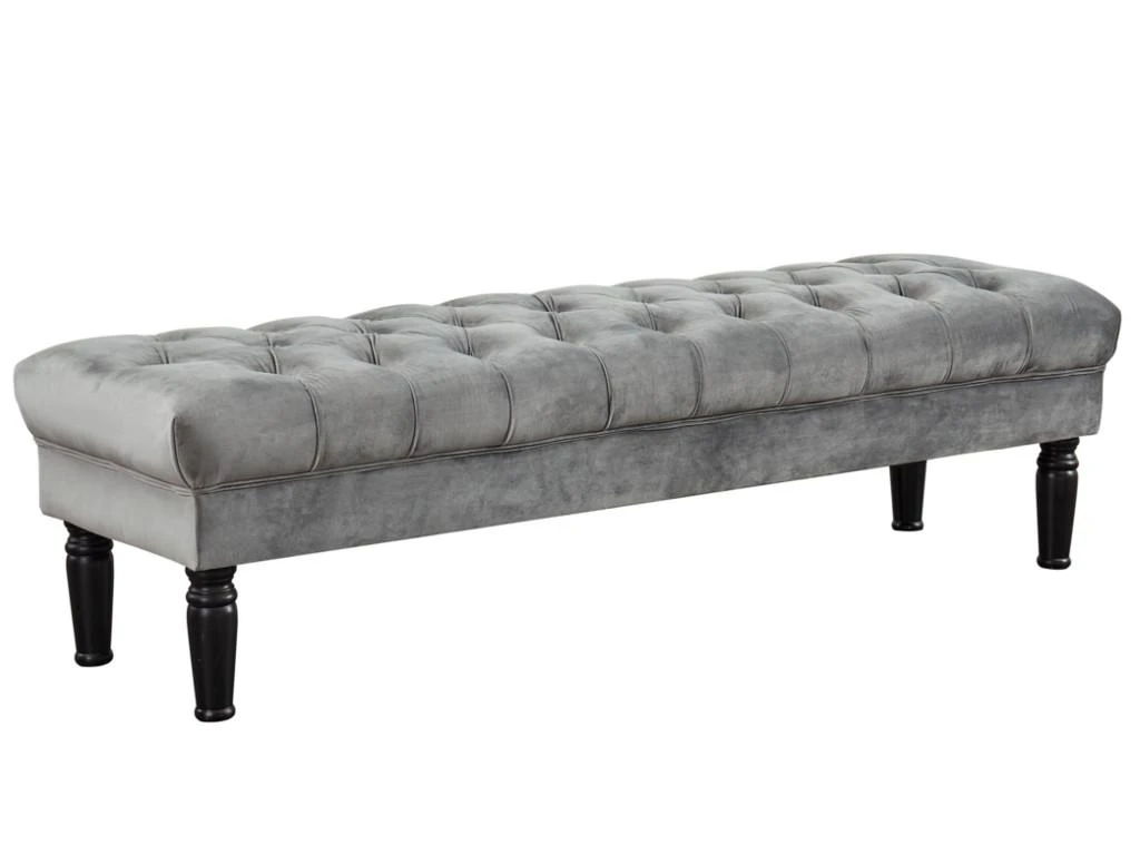 Banc RINALDO - Velours Gris 5 Banc RINALDO - Velours Gris – Image 3