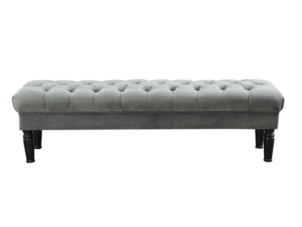 Banc RINALDO - Velours Gris 4 Banc RINALDO - Velours Gris – Image 2