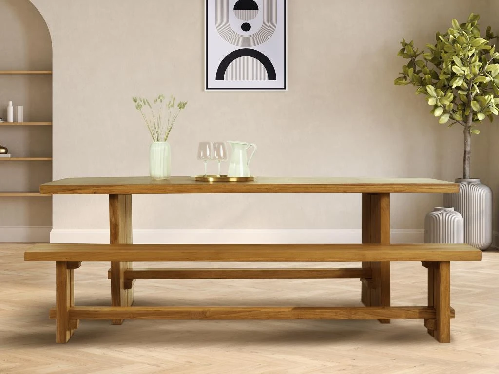 Banc De Salle à Manger En Teck - Coloris : Naturel - LENIDA 4 Banc De Salle à Manger En Teck - Coloris : Naturel - LENIDA – Image 2
