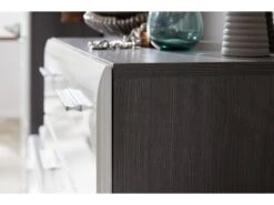 LineGD Banc, 2 Portes, Argent Fumé, Blanc Brillant. -Meubles Soldes Boutique banc 22157871