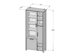 Vitrine 3 Portes Et 14 Niches Effet Bois Vieilli Et Béton Gris - BUCK 11 Vitrine 3 Portes Et 14 Niches Effet Bois Vieilli Et Béton Gris - BUCK -Meubles Soldes Boutique bibliotheque vitrine et etagere 10005179