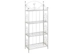 Etagère 4 Niveaux Acier Blanc Intérieur Ou Extérieur Pour Plantes Fleurs 2702002