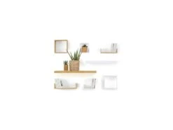 Lot De 3 Étagères Murales Flottantes Cubes En Bambou Fixations Invisibles -Meubles Soldes Boutique bibliotheque vitrine et etagere 11511107