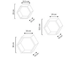 Set De 3 Etagères Murales Nuno Hexagonales Blanc, Bois De Paulownia -Meubles Soldes Boutique bibliotheque vitrine et etagere 12516163