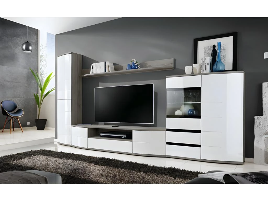 Etagère XL Design 190cm Collection NOUK. Coloris Effet Chêne San Remo 4 Etagère XL Design 190cm Collection NOUK. Coloris Effet Chêne San Remo – Image 2