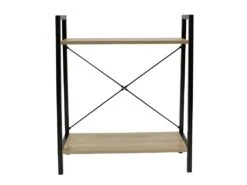 DARA - Etagère 2 Plateaux Métal Et Aspect Bois 9 DARA - Etagère 2 Plateaux Métal Et Aspect Bois -Meubles Soldes Boutique bibliotheque vitrine et etagere 9166007