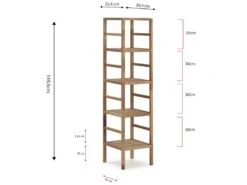 Étagère Alam En Bois De Noyer, 149,5 Cm De Haut Avec 5 Niveaux -Meubles Soldes Boutique bibliotheque vitrine et etagere 9445907