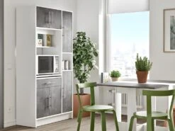 Buffet De Cuisine MADY - 5 Portes & 1 Tiroir - Coloris Blanc Béton