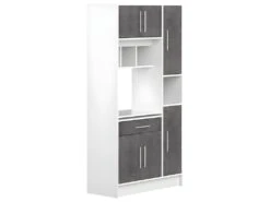 Buffet De Cuisine MADY - 5 Portes & 1 Tiroir - Coloris Blanc Béton -Meubles Soldes Boutique buffet de cuisine 376509