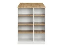 Ilot Central De Cuisine Avec Rangements - Blanc Et Naturel - MEILI 26 Ilot Central De Cuisine Avec Rangements - Blanc Et Naturel - MEILI -Meubles Soldes Boutique buffet de cuisine 485223