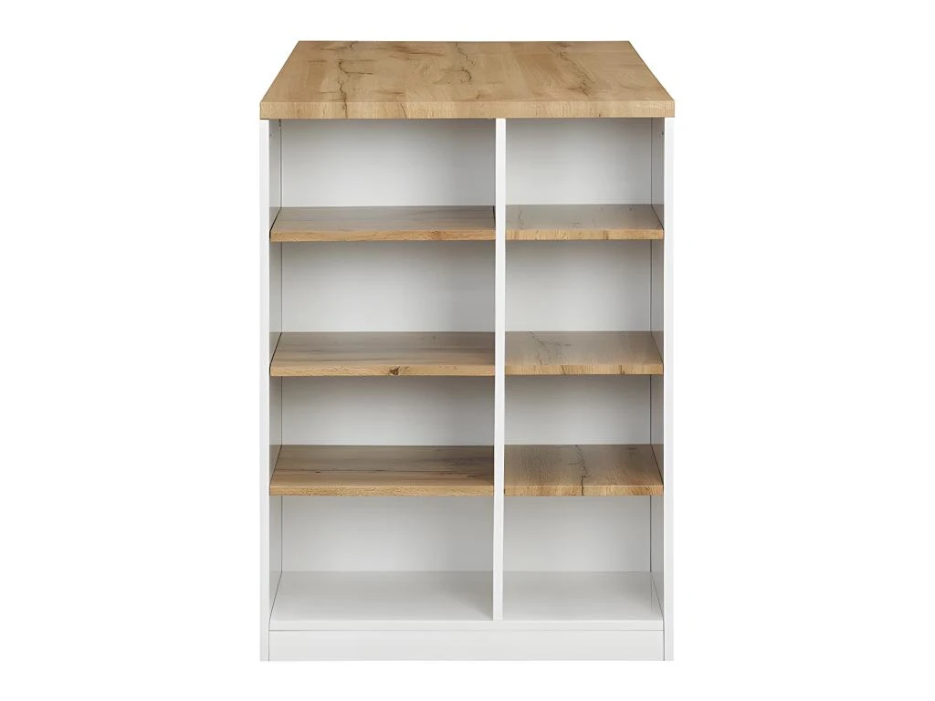 Ilot Central De Cuisine Avec Rangements - Blanc Et Naturel - MEILI 14 Ilot Central De Cuisine Avec Rangements - Blanc Et Naturel - MEILI â Image 12