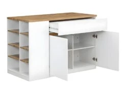 Ilot Central De Cuisine Avec Rangements - Blanc Et Naturel - MEILI 22 Ilot Central De Cuisine Avec Rangements - Blanc Et Naturel - MEILI -Meubles Soldes Boutique buffet de cuisine 485227