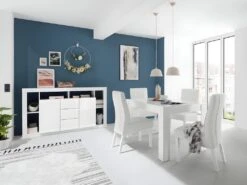 Buffet Avec 2 Portes Et 3 Tiroirs - Blanc Laqué - BALKA -Meubles Soldes Boutique buffet 10696417