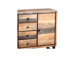 Buffet 2 Portes 4 Tiroirs Bois Massif Blanchi - ANZIA -Meubles Soldes Boutique buffet 11134961