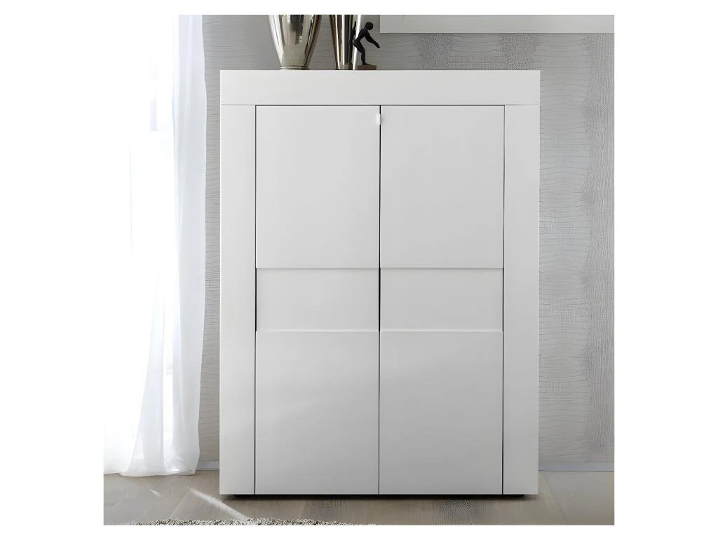 Vaisselier 2 Portes Laqué Blanc Brillant - TRANI 3 Vaisselier 2 Portes Laqué Blanc Brillant - TRANI